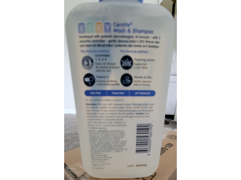 CeraVe Baby Wash & Shampoo, Essential Ceramides & Vitamin E, 8 fl oz/237 mL