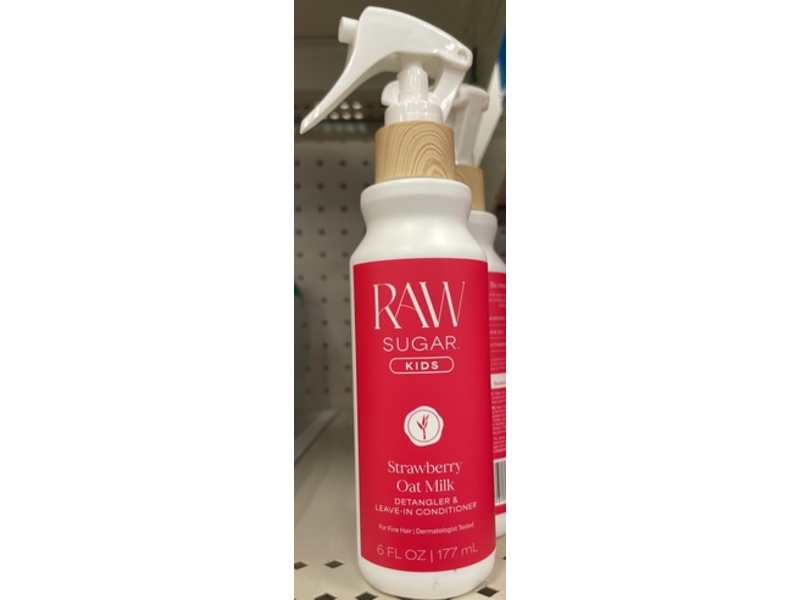 Raw Sugar Kids Detangler & Leave-In Conditioner, Strawberry Oat Milk, 6 fl oz/177 mL