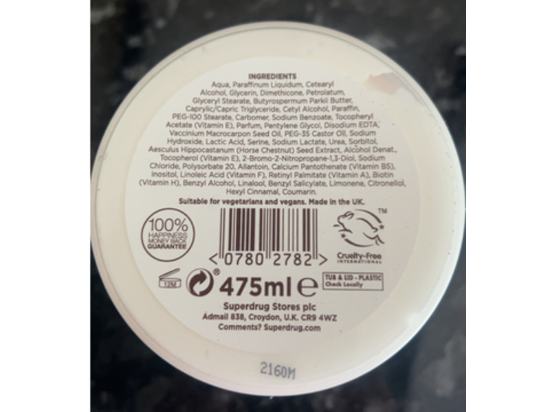 Superdrug Intense All Over Body Cream, Vitamin E, 475 mL