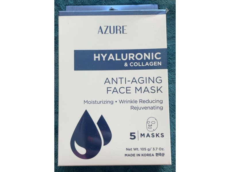 Azure Hyaluronic & Collagen Anti-Aging Face Mask, 3.7 oz/105 g, Pack Of 5