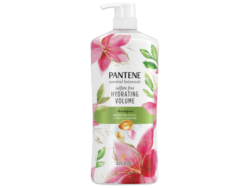 Pantene Essential Botanicals Hydrating Volume Shampoo, Green Tea + Lily + Pro-Vitamin B5, 38.2 fl oz/1.13 L