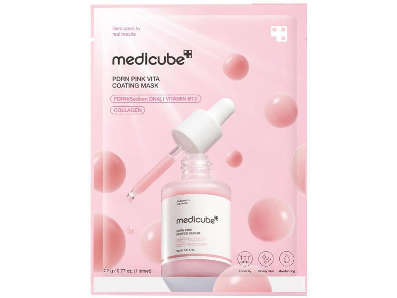 Medicube PDRN Pink Vita Coating Mask, PDRN, Vitamin B12, Collagen, 0.77 oz/22 g, Pack Of 10