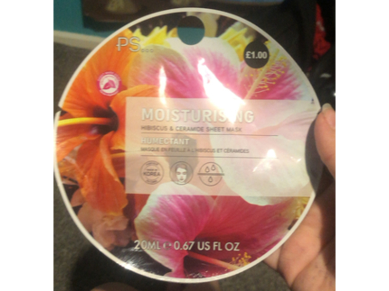 Ps... Moisturizing Sheet Mask, Hibiscus & Ceramide, 0.67 fl oz/20 mL