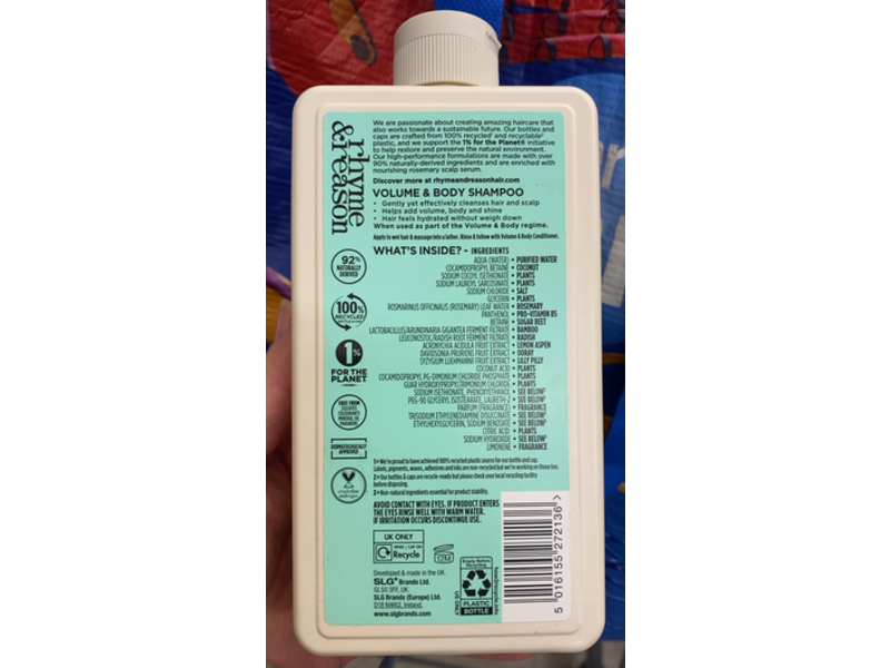 Rhyme And Reason Volume And Body Shampoo, 12 fl oz/355 mL