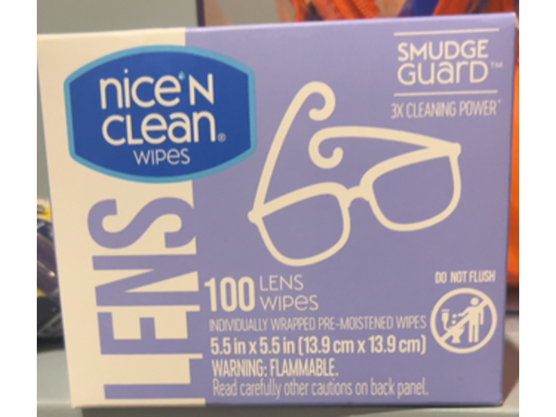 Nice' N Clean Smudge Guard Lens Cleaning Wipes, 100 Count