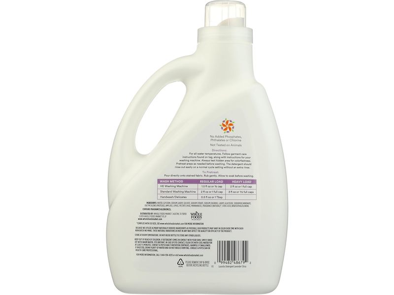 365 Whole Food Market Concentrated Laundry Detergent, Lavender Citrus, 100 fl oz/2.95 L