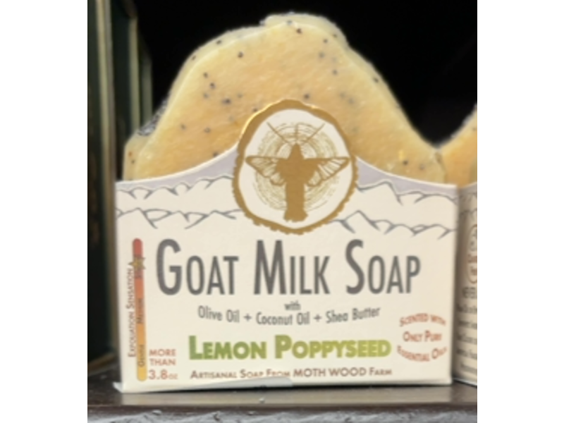 Moth Wood Goat Milk Soap, Lemon Poppyseed, 3.8 oz