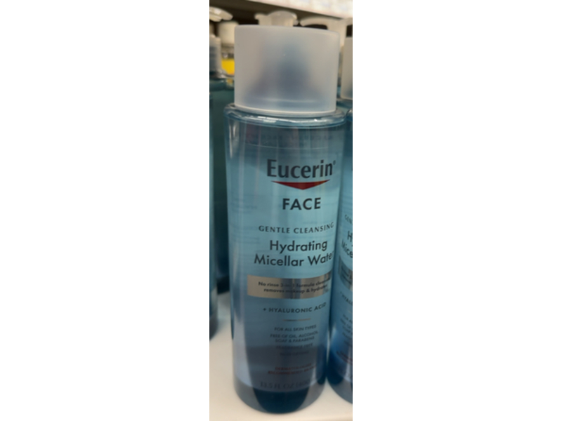 Eucerin Face Gentle Cleansing Hydrating Micellar Water, Hyaluronic Acid, 13.5 fl oz/400 mL