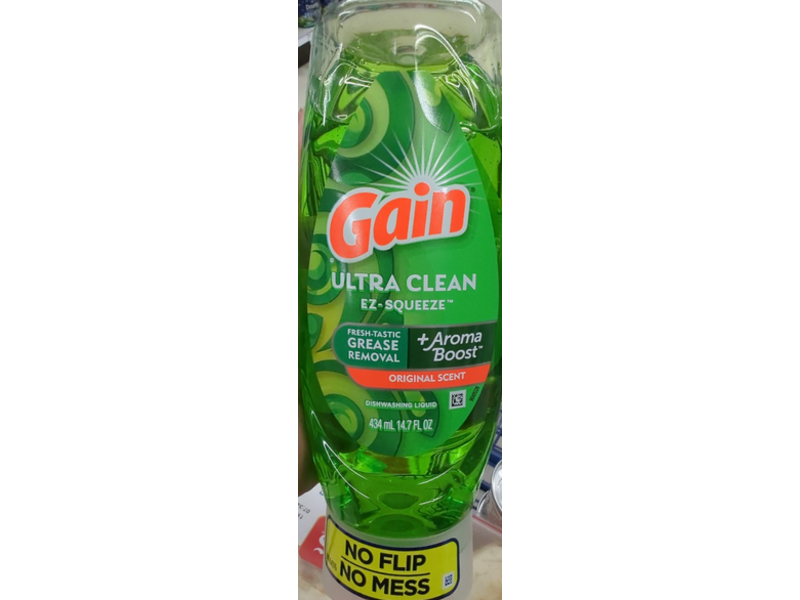 Gain Ultra Clean Ez- Squeeze Dishwashing Liquid, Original Scent, 14,7 fl oz/434 mL