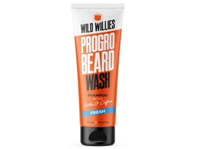 Wild Willies Progro Beard Wash Shampoo, Biotin & Caffeine, 5 fl oz/147.87 mL