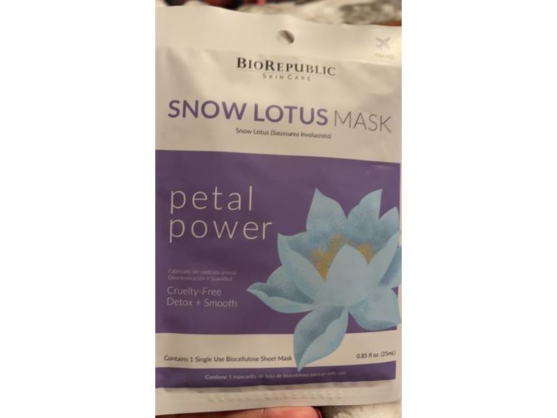 Bio Republic Skin Care Snow Lotus Mask Petal Power, Cruelty-Free Detox + Smooth, 0.85 fl oz/25 mL, Pack Of 3