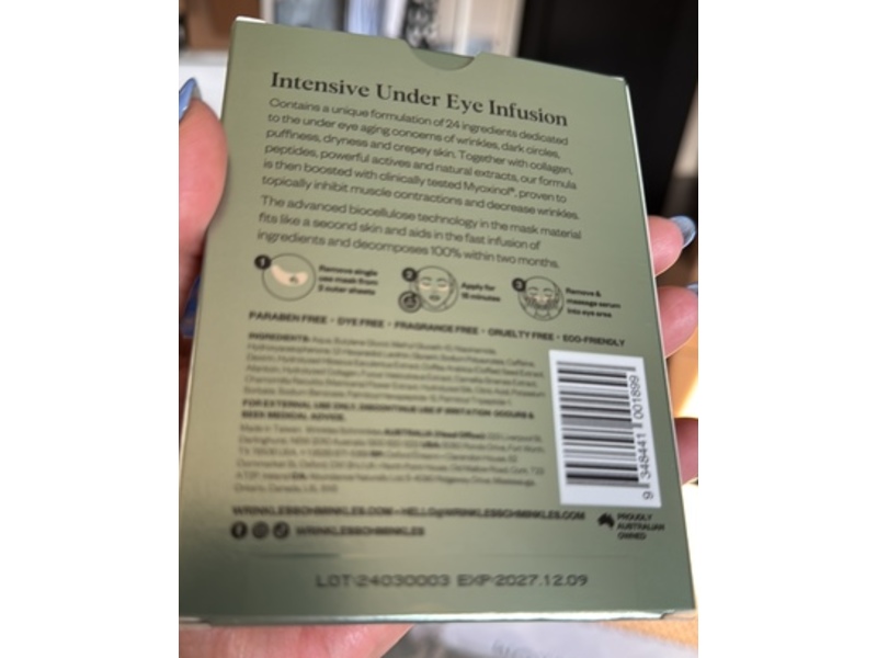 Wrinkles Schminkles Eye Smoothing & Depuffing Mask, 0.135 fl oz/4 mL, Pack Of 5 Pairs, 5 Packs