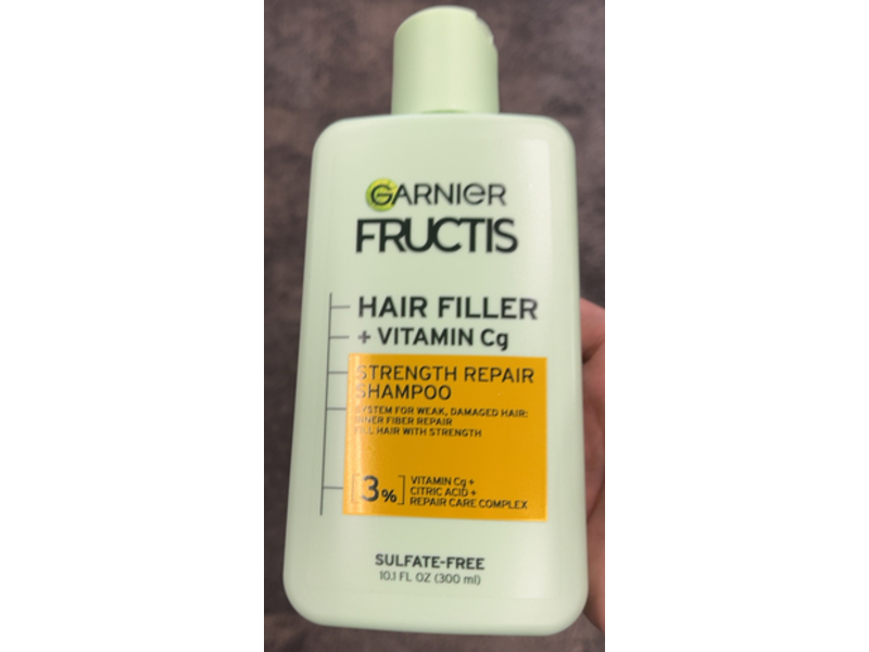 Garnier Fructis Hair Filler Strength Repair Shampoo, Vitamin Cg + Citric Acid & Repair Care Complex, 10.1 fl oz/300 mL
