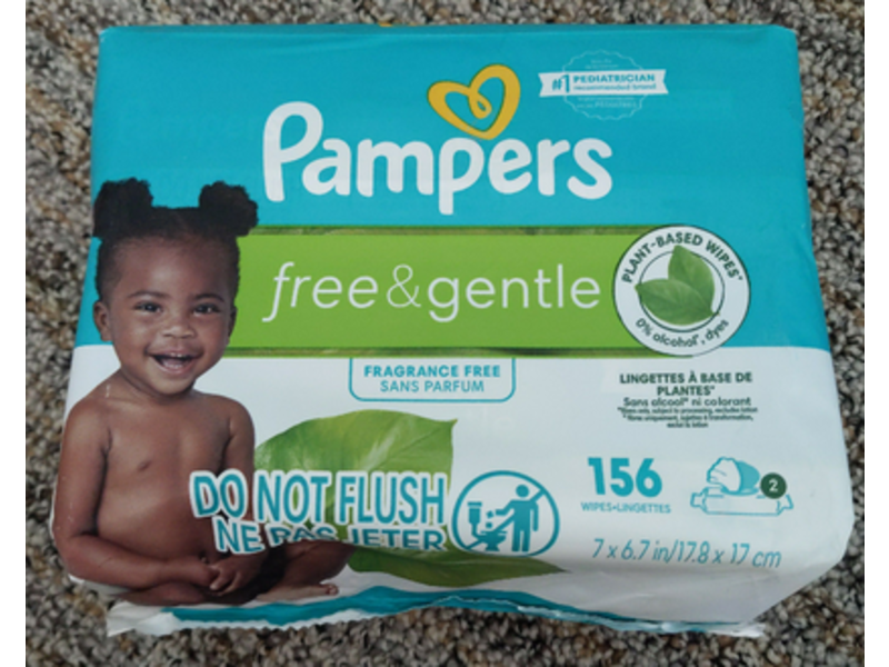 Pampers Baby Wipes, Free & Gentle, 156 Count