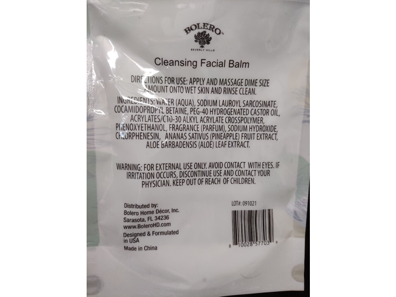 Bolero Cleansing Face Balm, Pineapple & Aloe, 1.7 fl oz/50.2 mL