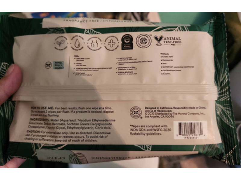 The Honest Company Plant-Based Flushable Wipes, 42 Count