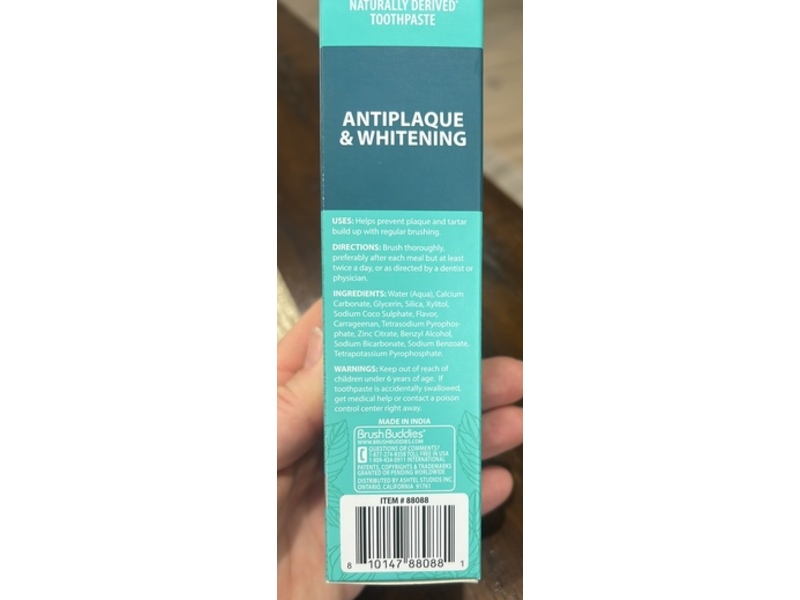 Brush Buddies Antiplaque & Whitening Toothpaste, Peppermint, 3.5 oz/99 g
