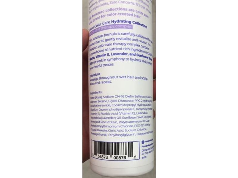 Purezero Clean Color Care Shampoo, Hydrating, 12 fl oz