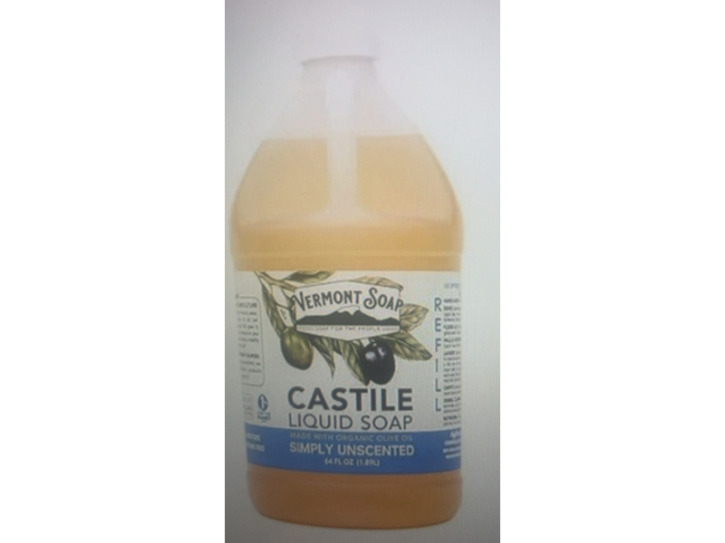 Vermont Soap Castile Liquid Soap, Organic Olive Oil, 64 fl oz/1.89 L