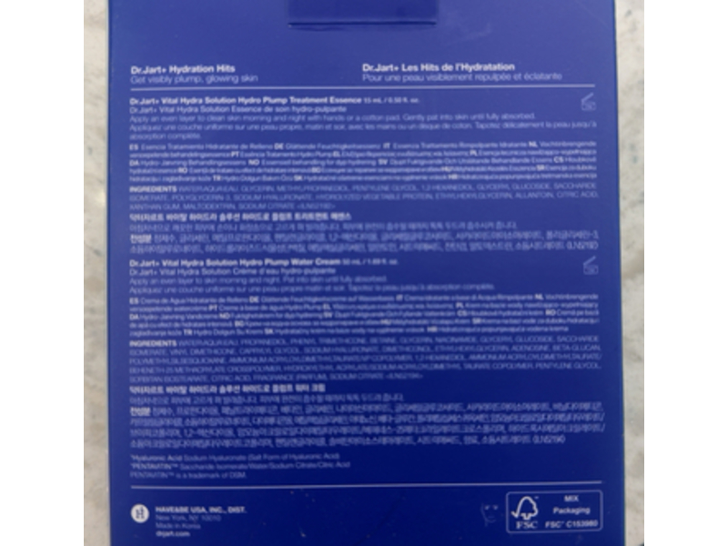 Dr.Jart+ Vital Hydro Solution Hydro Plump Hydrating Masks + Water Cream + Treatment Essence Sets