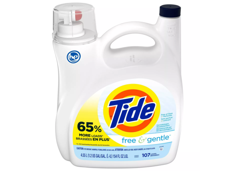 Tide Laundry Detergent, Free & Gentle, 107 Loads, 154 fl oz/4.55 L
