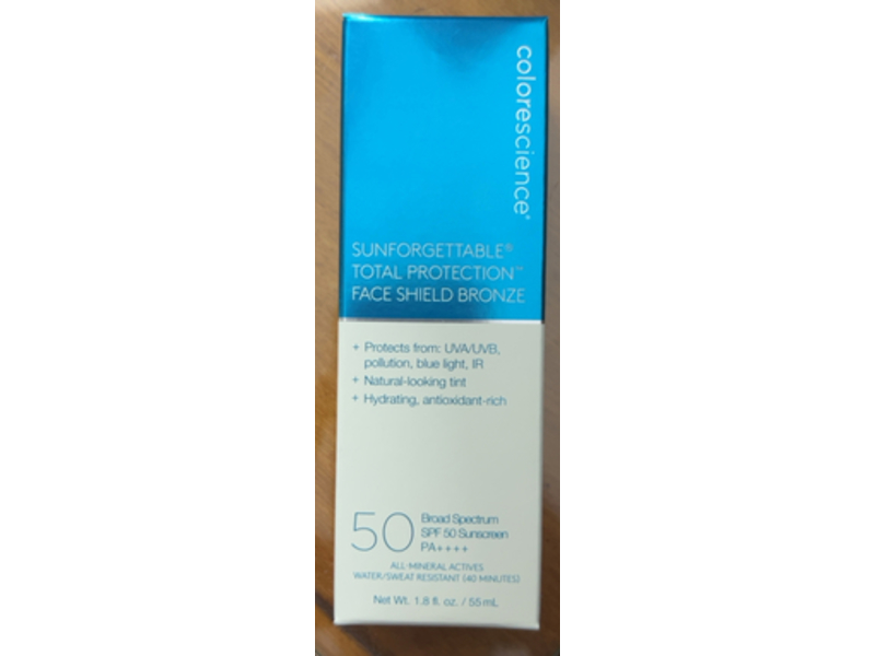 Colorescience Sunforgettable Total Protection Face Shield, Bronze, SPF 50 PA++++, 1.8 fl oz/55 mL