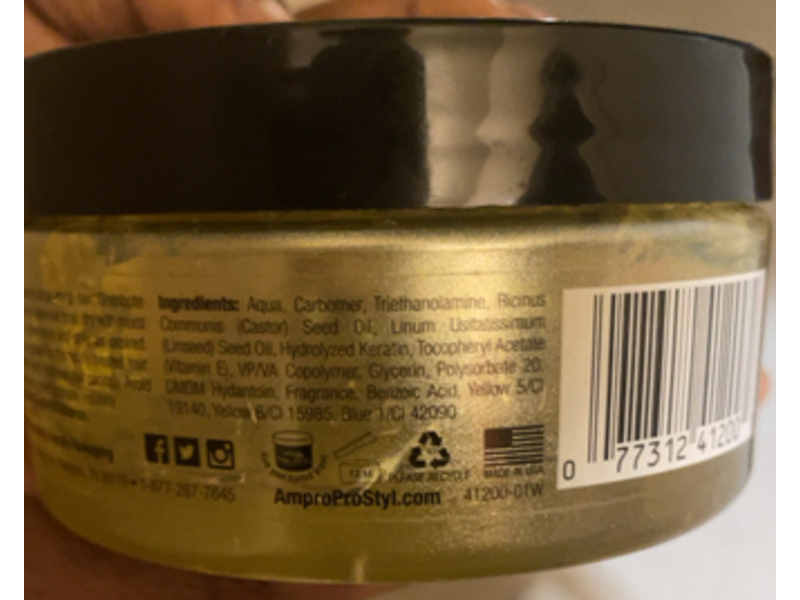 Ampro Shine n Jam Styler Gel, Black Castor & Flaxseed Oil, 8 oz/225 g