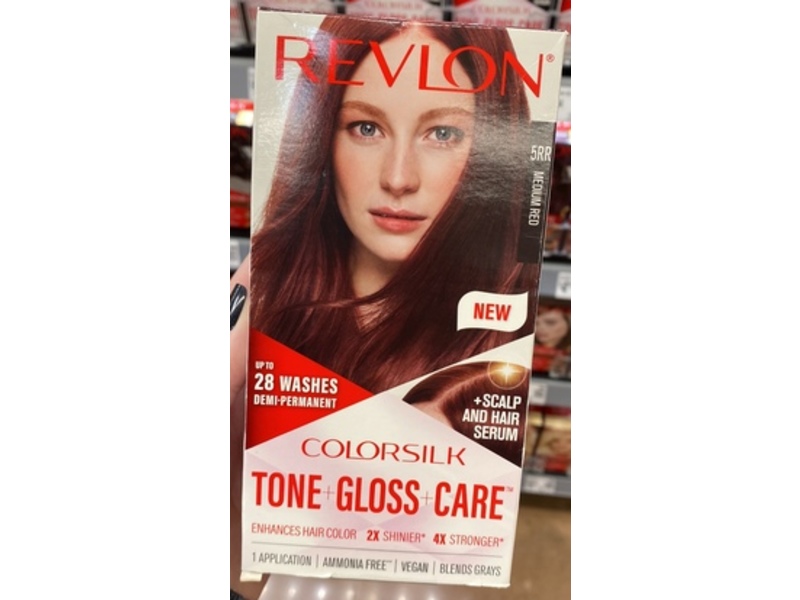 Revlon ColorSilk Tone + Gloss + Care Demi Permanent Hair Color, 5RR Medium Red, 1 Application