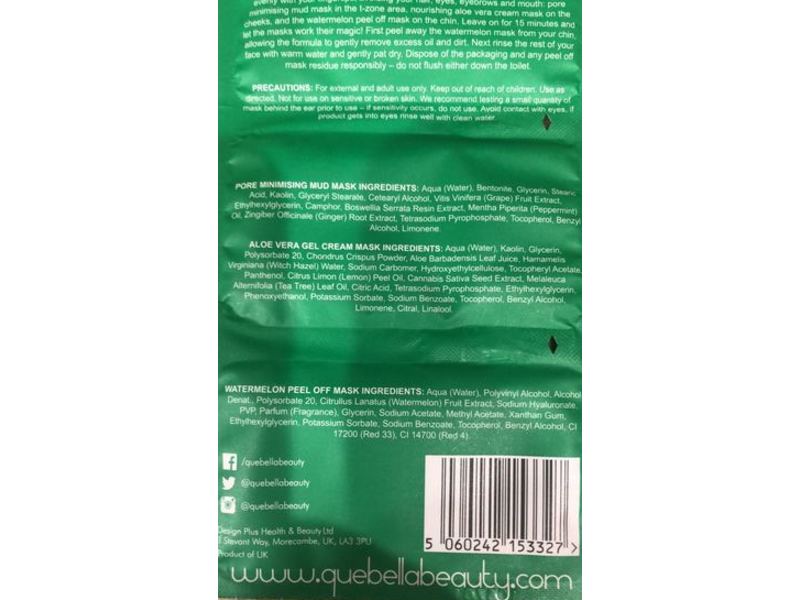 Que Bella 3 Step Facial Mask, 0.17 oz/ 5g