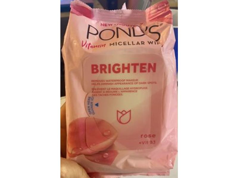 Pond's Vitamin Micellar Wipes Brighten, Rose+Vit B3, 25 Wipes