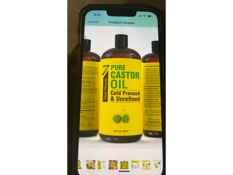 Seven Minerals Pure Castor Oil, 32 fl oz/950 mL