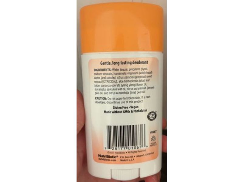 Nutribiotic Deodorant, Grapefruit Seed & Aloe, Mango Melon, 2.6 oz/75 g