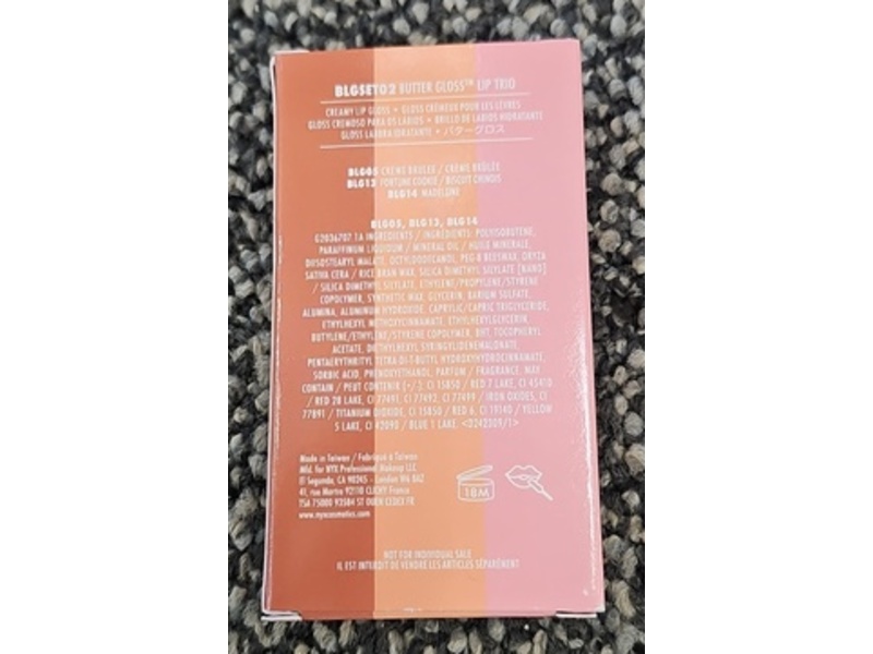 Nyx Professional Makeup Butter Gloss Lip Trio, Creme Brulee + Fortune Cookie & Madeleine, 0.27 fl oz/8 mL