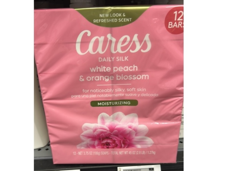 Caress Daily Silk Soaps, White Peach & Orange Blossom, 3.75 oz/106 g, 12 Count, Pack Of 3