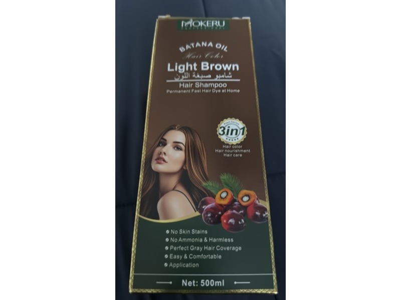 Mokeru Professional Batana Oil Hair Color Hair Shampoo, Light Brown, 500 mL