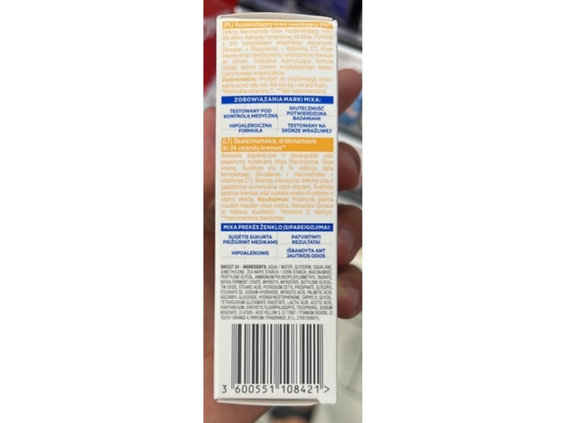 Mixa Niacinamide Glow Moisturizer Cream, 50 mL