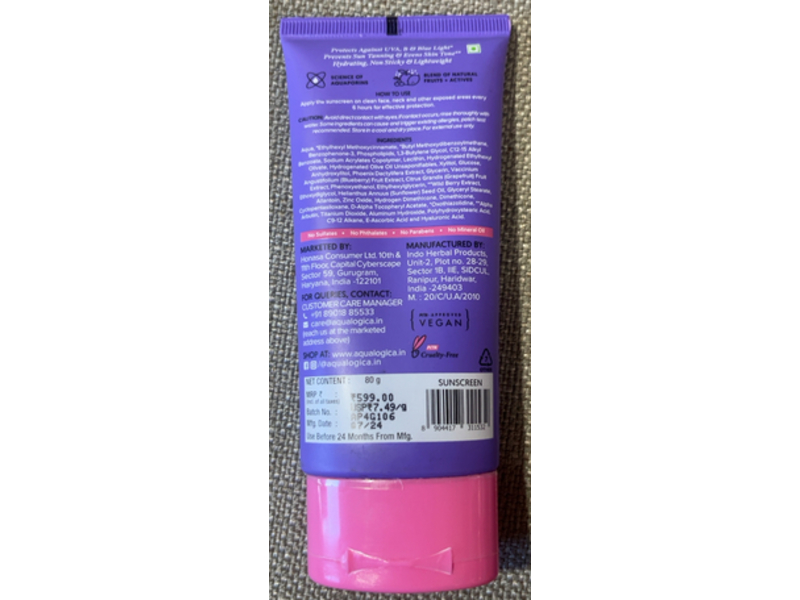 Aqualogica Illuminate + Dewy Sunscreen, SPF 50+ & PA++++, 2.82 oz/80 g