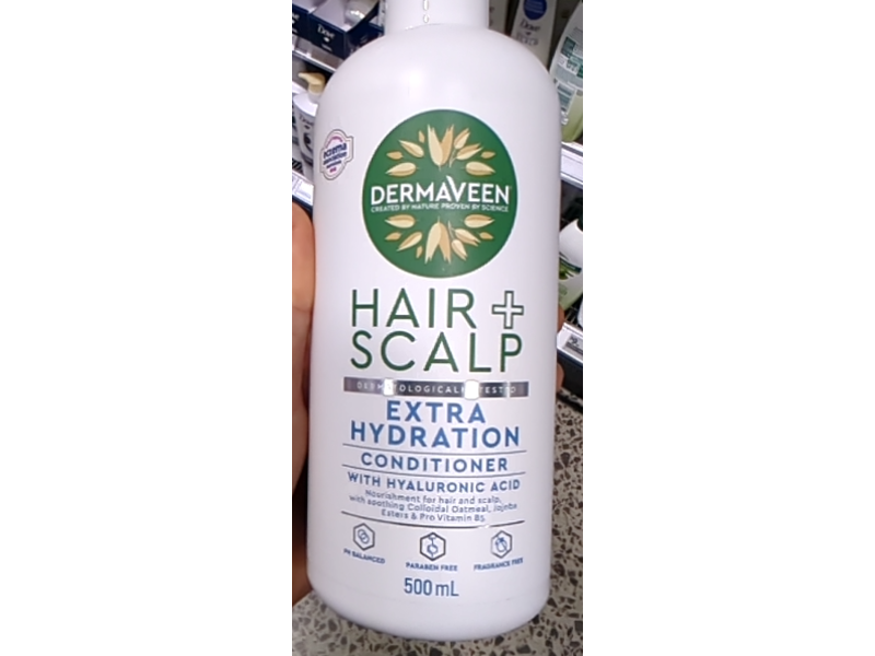 DermaVeen Hair + Scalp Extra Hydration Conditioner with Hyaluronic Acid, 500 mL