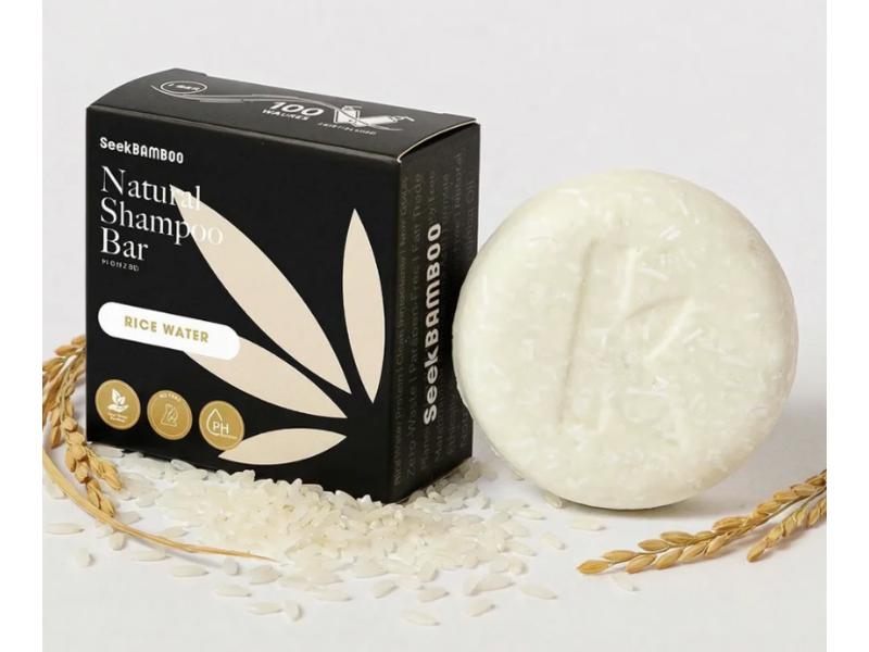 Seek Bamboo Coconut-Free Shampoo Bar, Rice Water