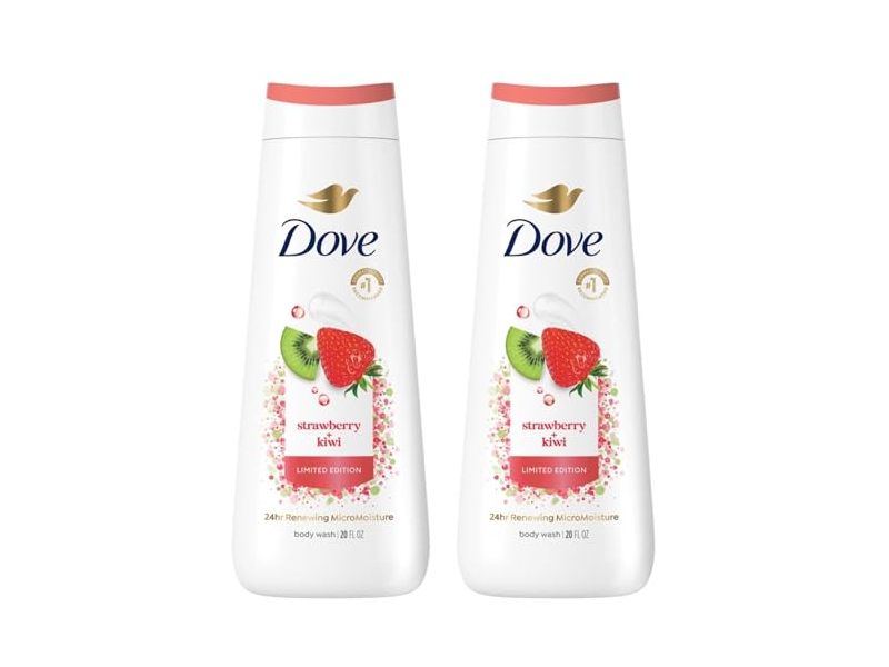 Dove Renewing Micro Moisture Body Wash, Strawberry + Kiwi, 20 fl oz, Pack Of 2