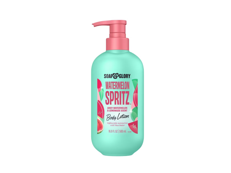 Soap & Glory Watermelon Spritz Body Lotion, Juicy Watermelon & Lemonade Scent, 16.9 fl oz/500 mL