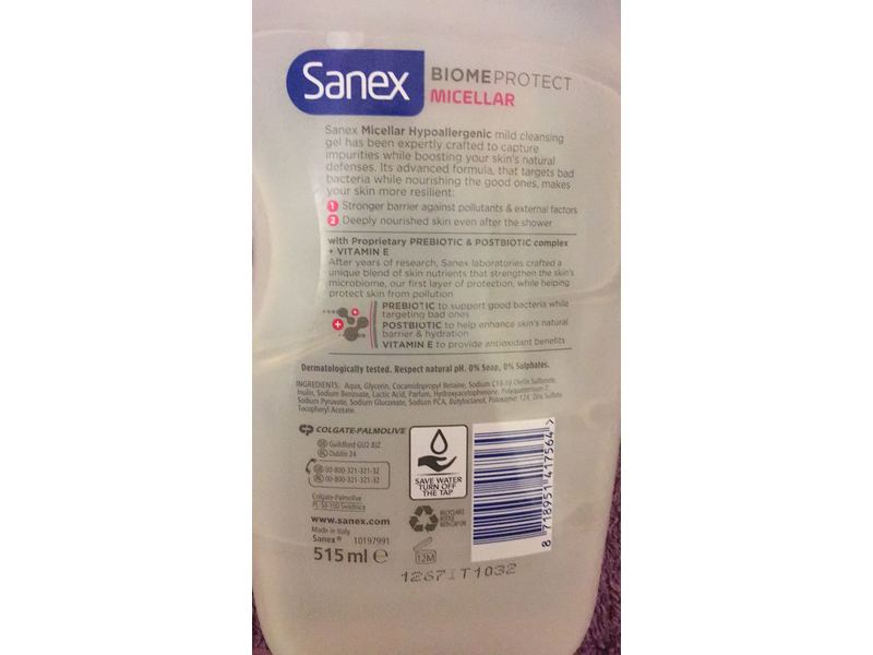Sanex Biome Protect Micellar Shower Gel, Hypoallergenic, 515 mL