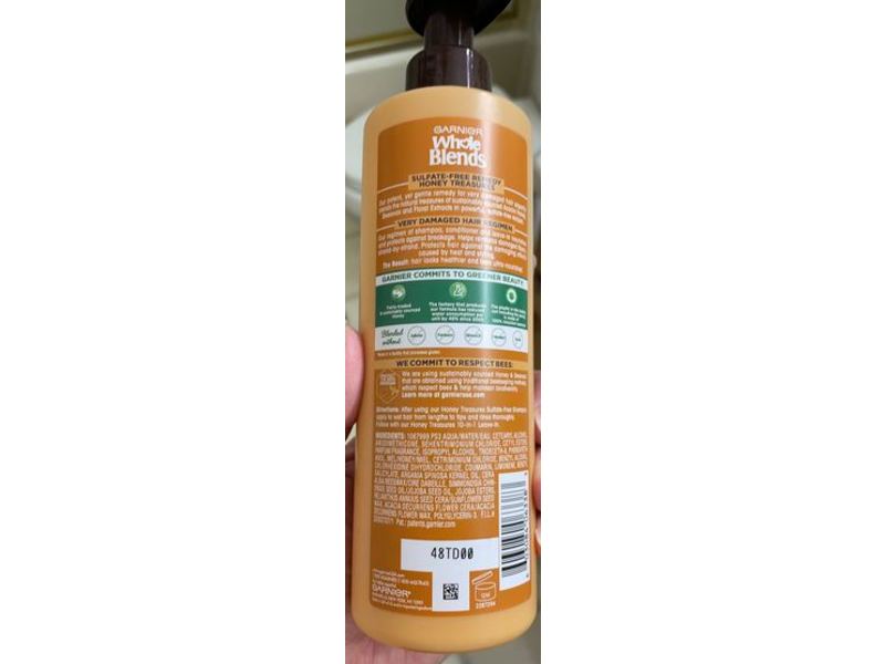 Garnier Whole Blends Replenishing Conditioner, Sulfate Free Remedy, Honey Treasures, 12 fl oz/355 mL