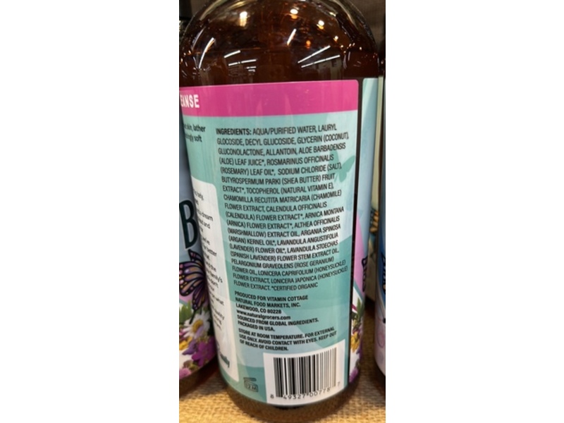 Natural Grocers Moisturizing Body Wash, Wildflower, 32 fl oz/946 mL