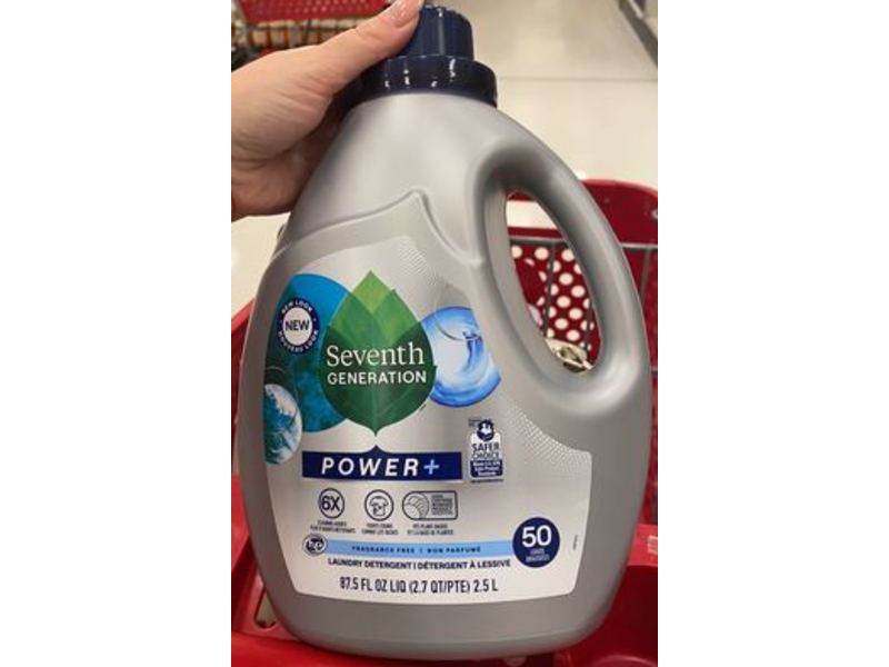 Seventh Generation Power+ Liquid Laundry Detergent, 50 Loads, 87.5 fl oz/2.5 L