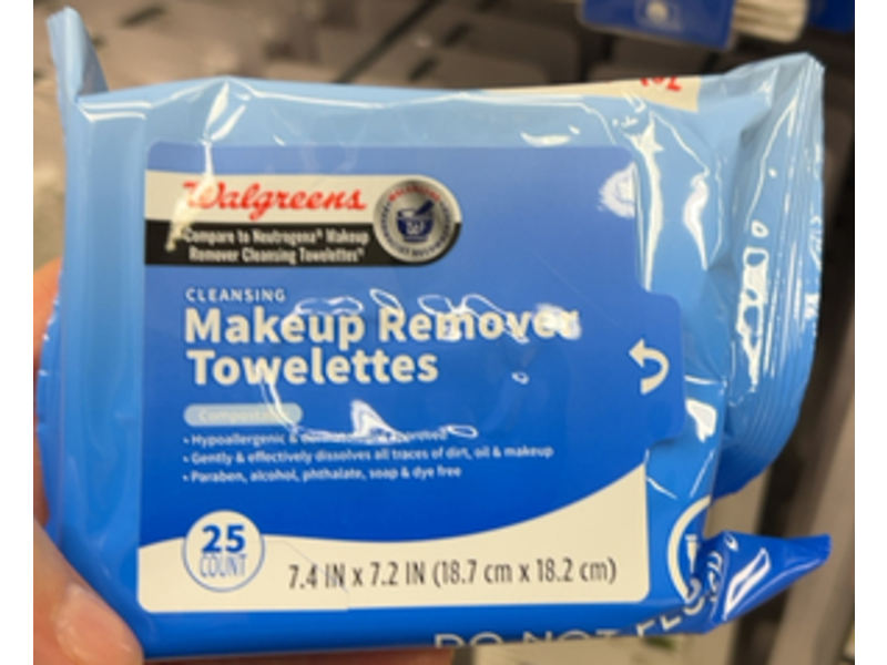 Walgreens Cleansing Compostable Makeup Remover Towelettes, 25 Count