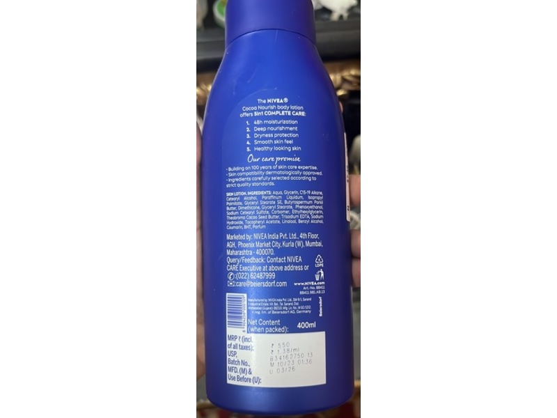 Nivea Cocoa Nourish Body Lotion, Cocoa Butter & Vitamin E, 400 mL