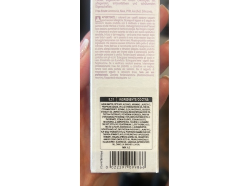 Alfaparf Milano Color Wear Hair Colour, Light Golden Ash Blonde, 2.05 oz/60 mL