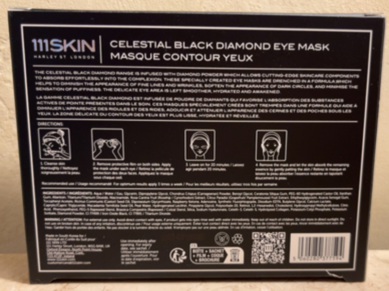 111Skin Celestial Intensive Eye Mask, Black Diamond, 0.2 fl oz/6 mL, Pack Of 8