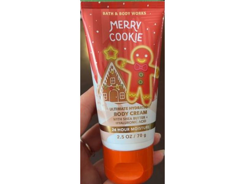 Bath & Body Works Merry Cookie Ultimate Hydrating Body Cream, Shea butter + Hyaluronic Acid, 2.5 oz/70 g